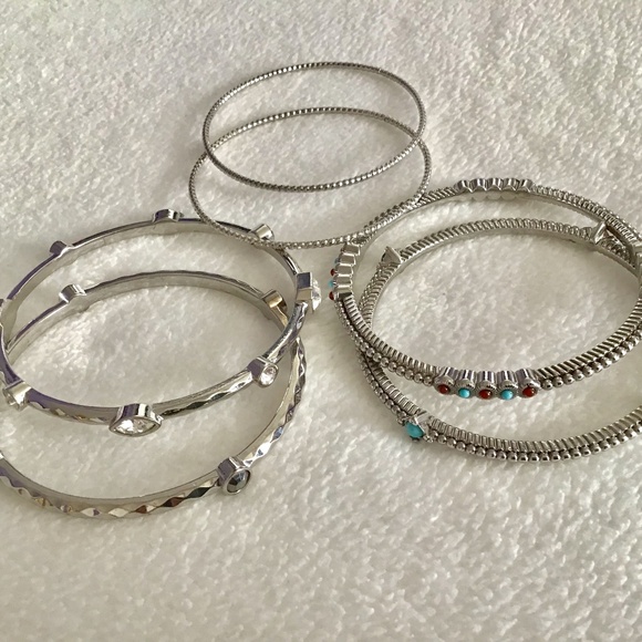 Graziano CN silver tone bangle bracelets, set of 6 - Picture 1 of 3